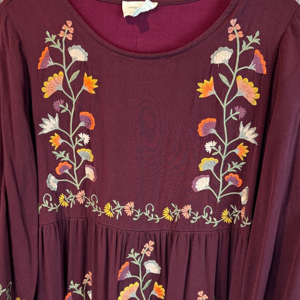 Orange Creek Burgundy Floral Long Sleeve Dress - Picture 2 of 10